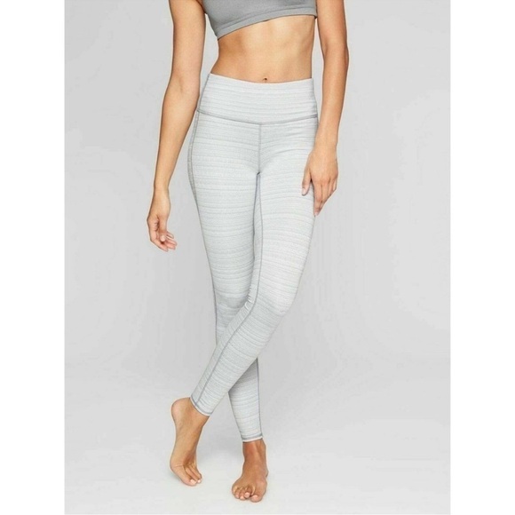 Athleta Jacquard Chaturanga Tight Light Gray White Textured High Rise Leggings - Picture 1 of 12